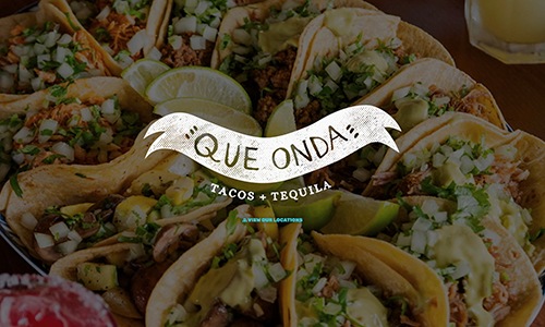 food with banner over it