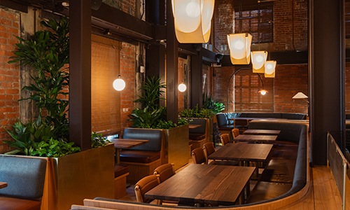 restaurants with table and chairs